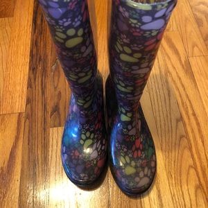 Dog print rain boots